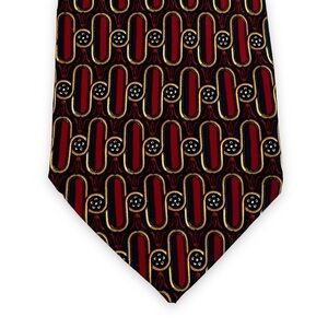Valentino 100% Silk Tie Handmade in Italy Vintage Luxury Designer Mod Geo Print